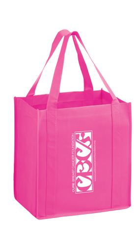  Breast Cancer Awareness Pink Non-Woven Heavy Duty Grocery Bag w/ Insert (12"x8"x13") - Screen Print 